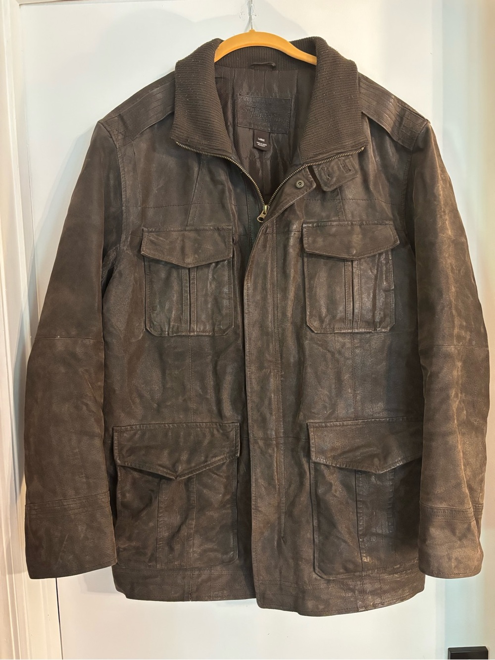 Men's Brown Leather Field Jacket - St. John’s Bay